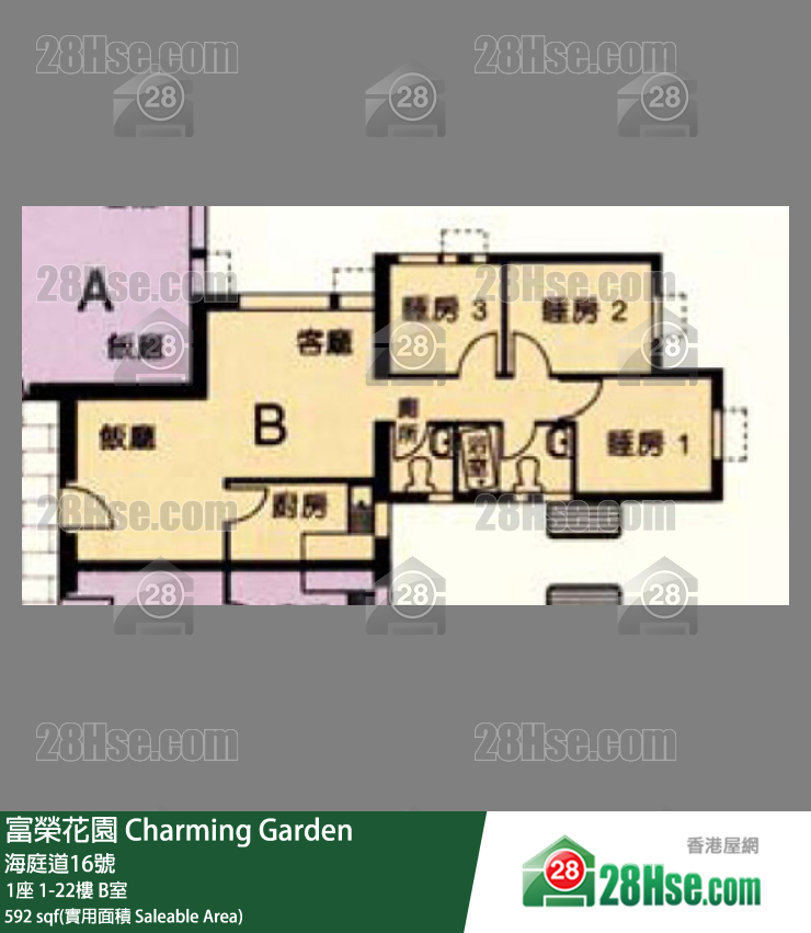 富榮花園 1座13樓 B室 平面圖