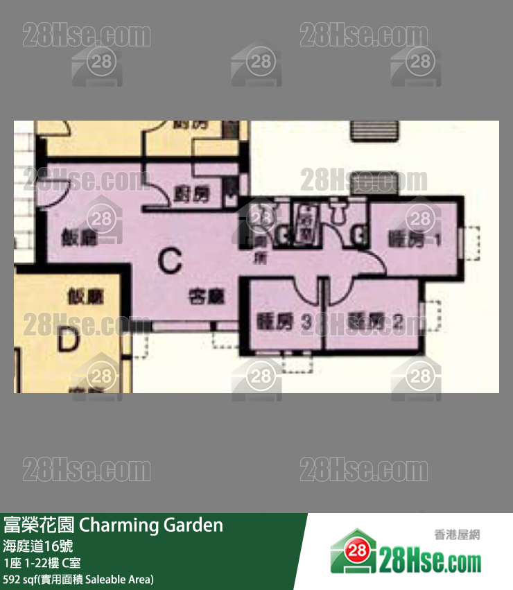 富榮花園 1座22樓 C室 平面圖