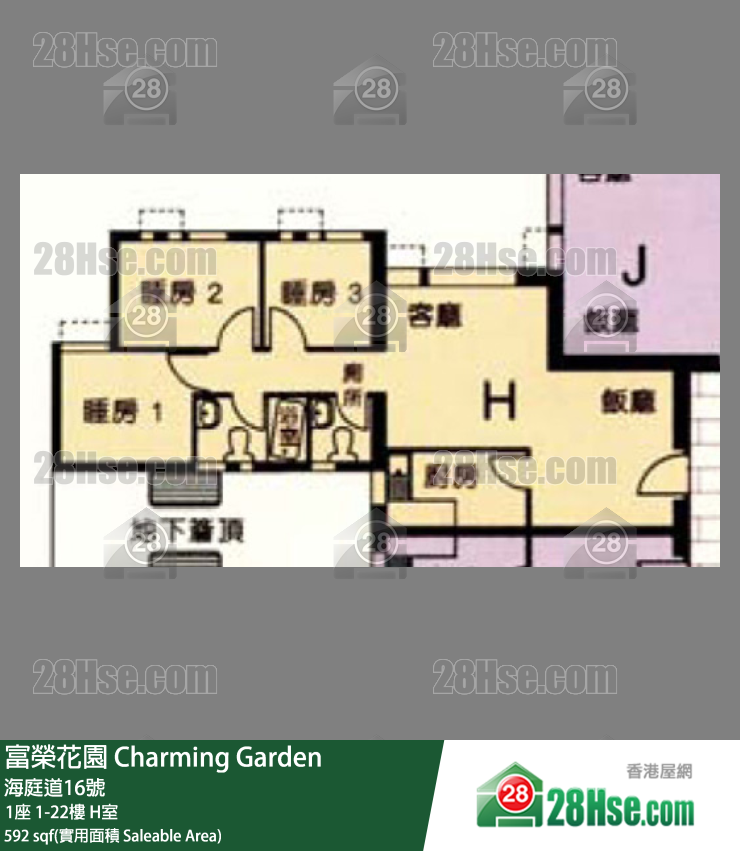 富榮花園 1座22樓 H室 平面圖
