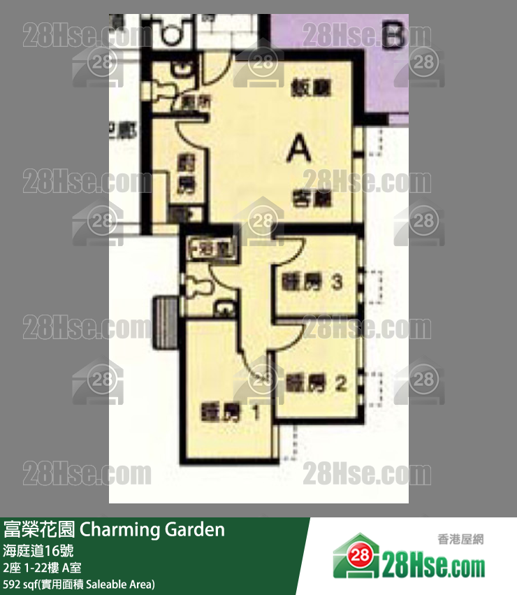富榮花園 2座 19樓 A室 平面圖