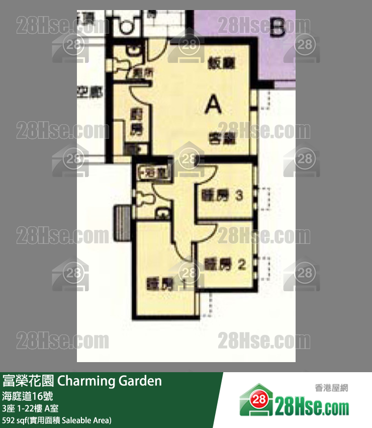 富榮花園 3座22樓 A室 平面圖