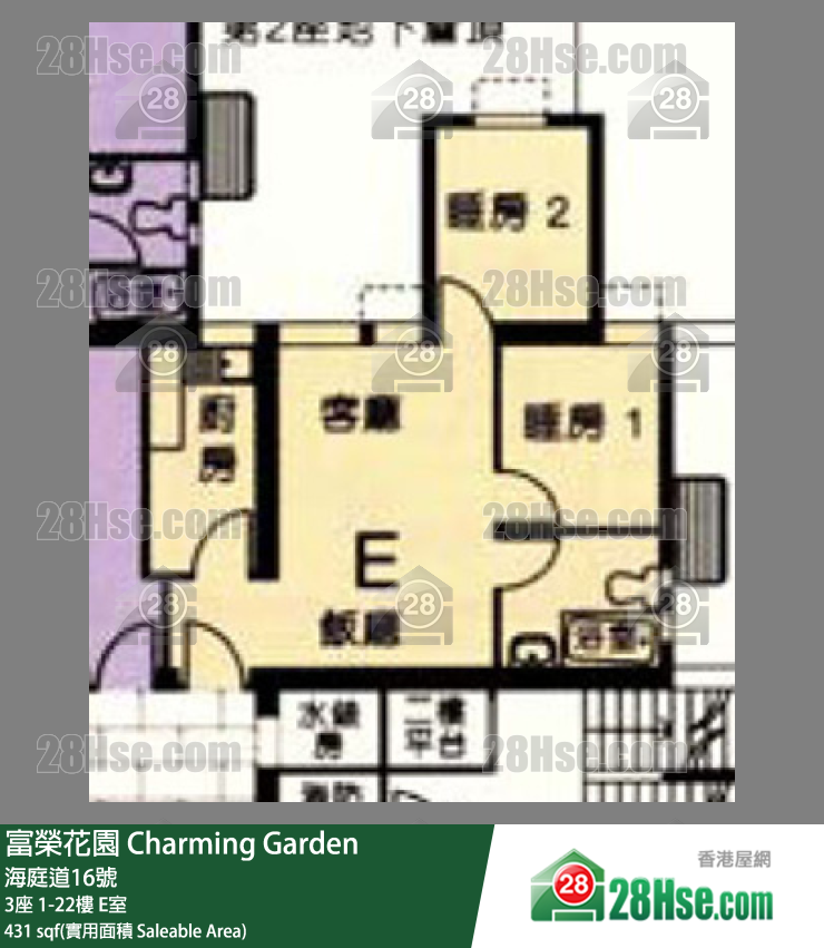 富榮花園 3座22樓 E室 平面圖