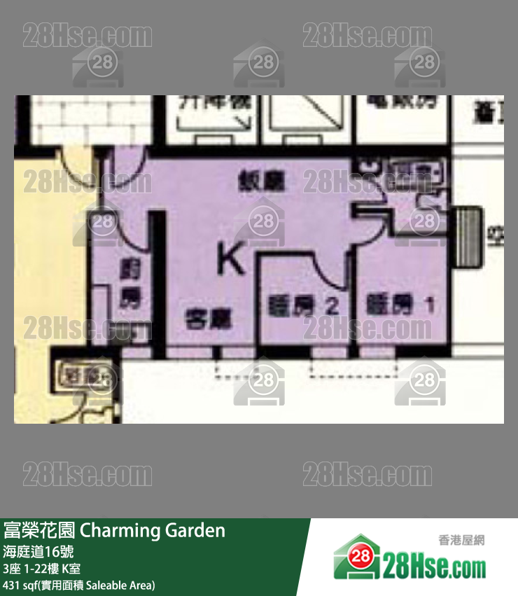 富榮花園 3座7樓 K室 平面圖