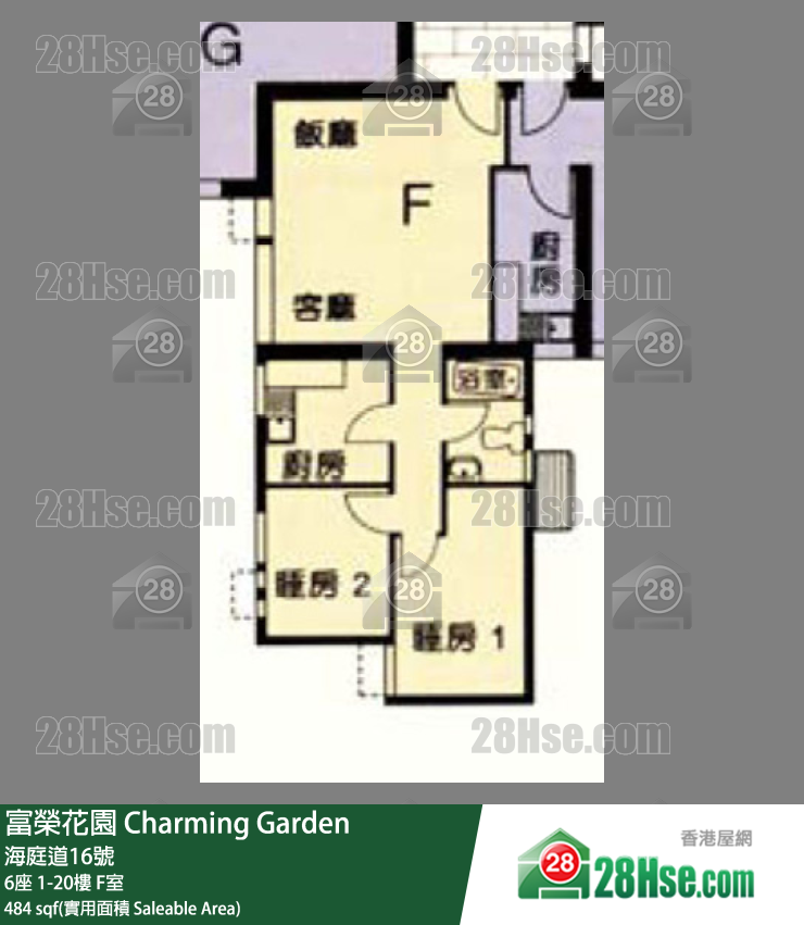 富榮花園 6座16樓 F室 平面圖