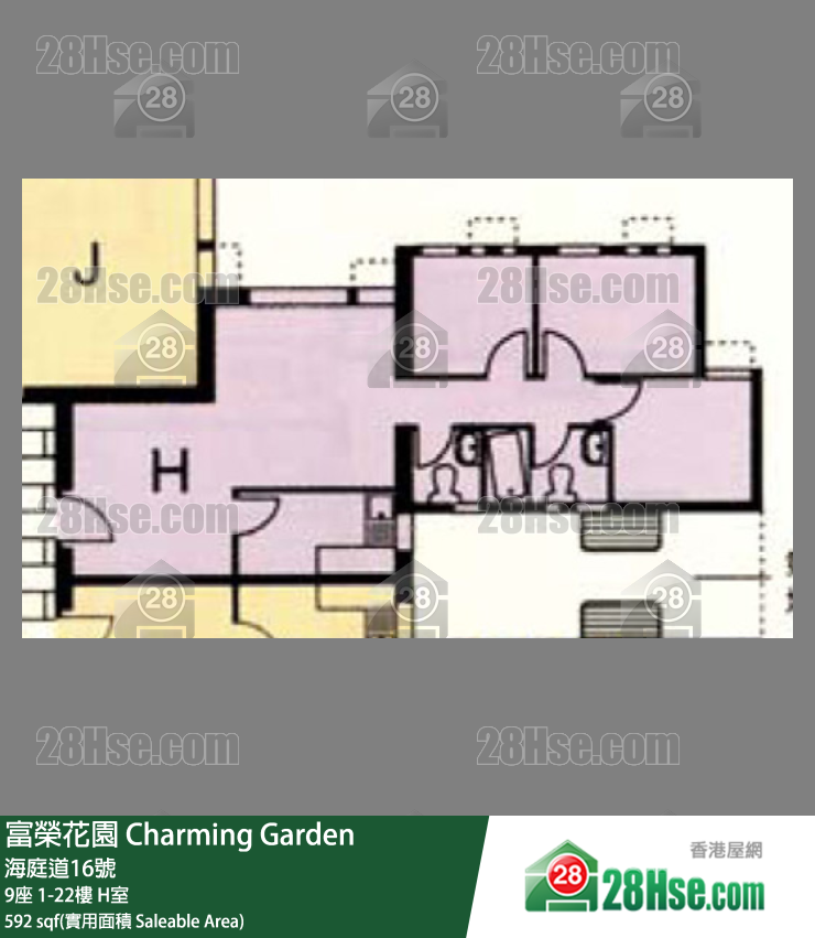 富榮花園 9座 18樓 H室 平面圖