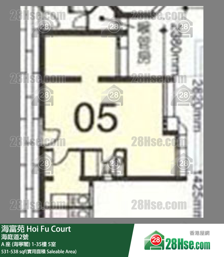 海富苑 A 座 (海寧閣)34樓 5室 平面圖