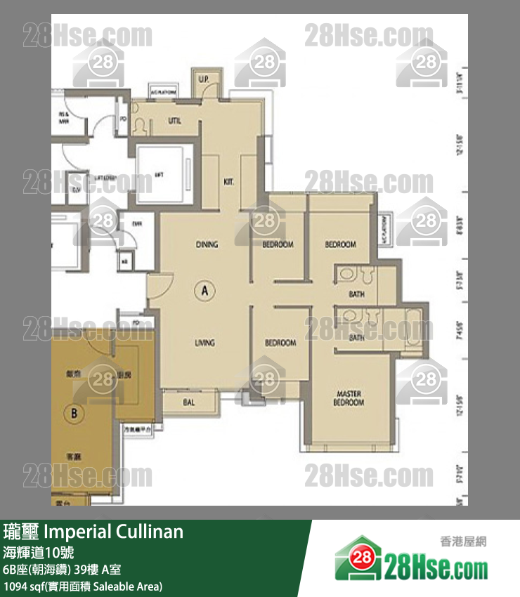 瓏壐 6B座(朝海鑽)39樓 A室 平面圖