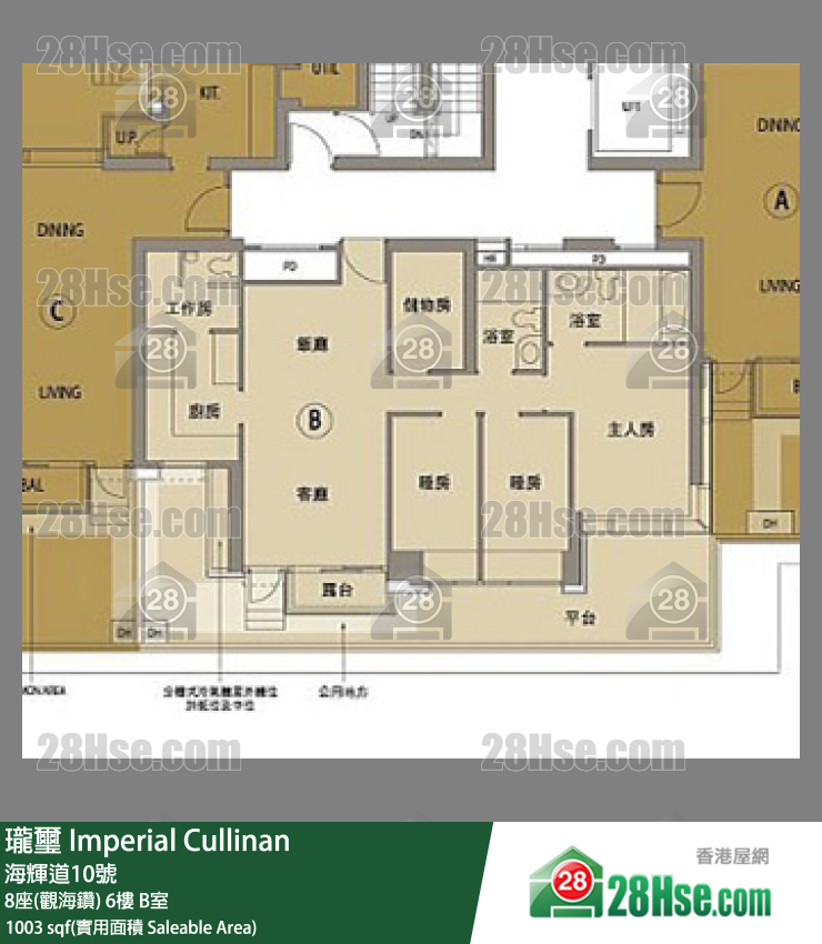 瓏壐 8座(觀海鑽)6樓 B室 平面圖