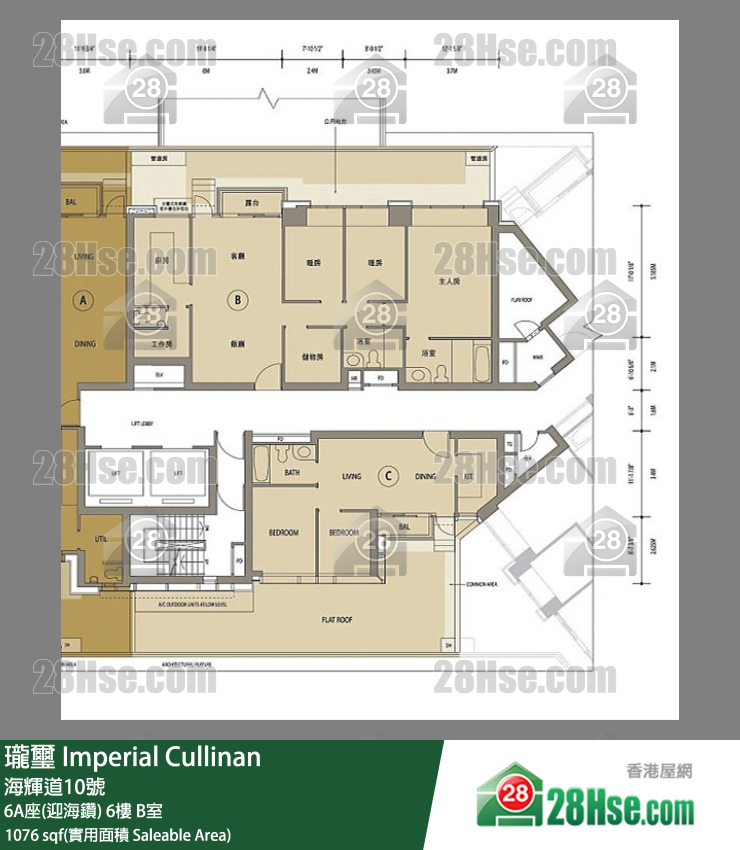 瓏壐 6A座(迎海鑽) 6樓 B室 平面圖