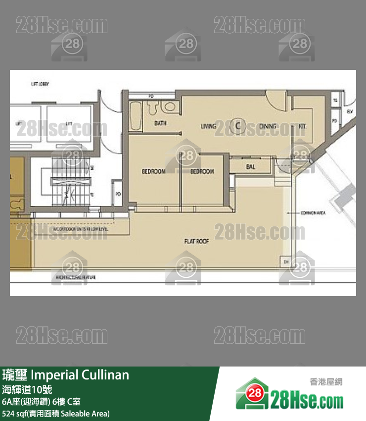 瓏壐 6A座(迎海鑽) 6樓 C室 平面圖