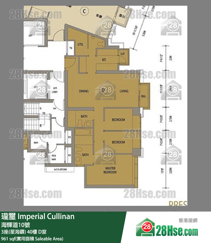 瓏壐 3座(星海鑽) 40樓 D室 平面圖