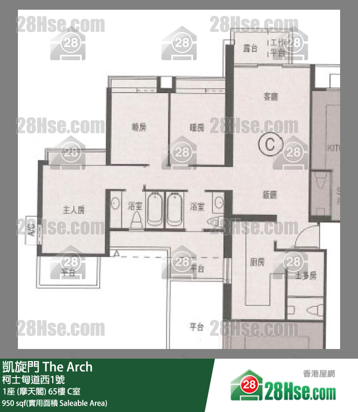 凯旋门 1座 (摩天阁)65楼 C室 平面图