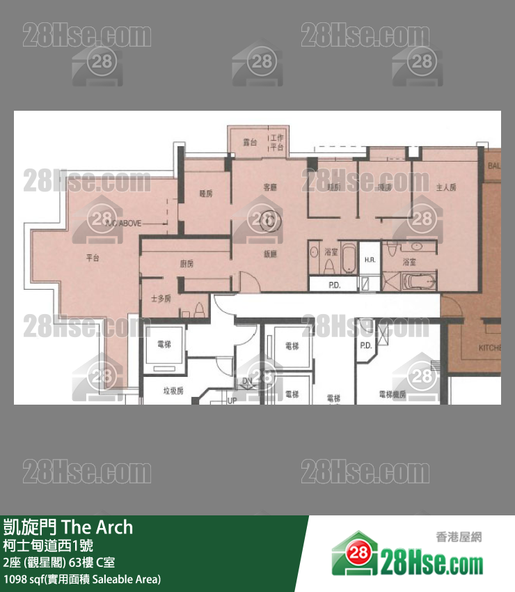凱旋門 2座 (觀星閣)63樓 C室 平面圖