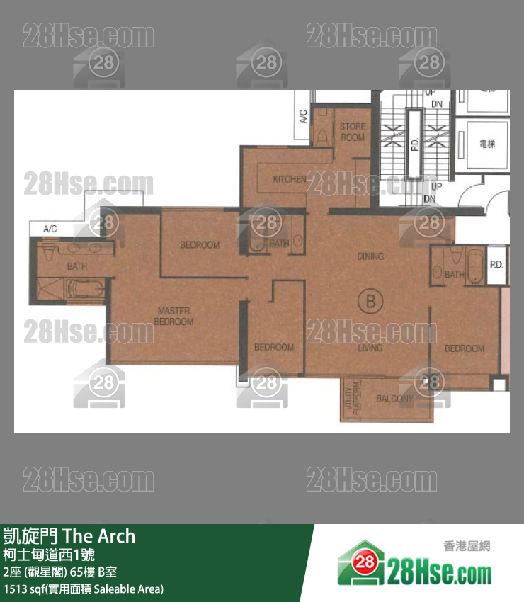 凱旋門 2座 (觀星閣)65樓 B室 平面圖
