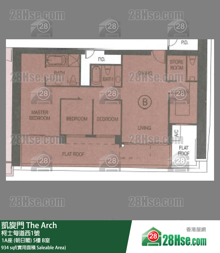 凱旋門 1A座 (朝日閣)5樓 B室 平面圖