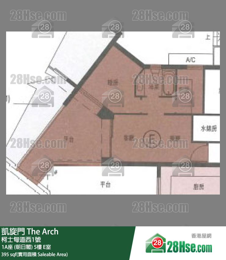 凱旋門 1A座 (朝日閣) 5樓 E室 平面圖