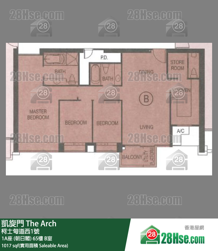 凯旋门 1A座 (朝日阁)65楼 B室 平面图