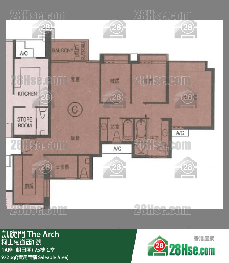 凯旋门 1A座 (朝日阁)75楼 C室 平面图