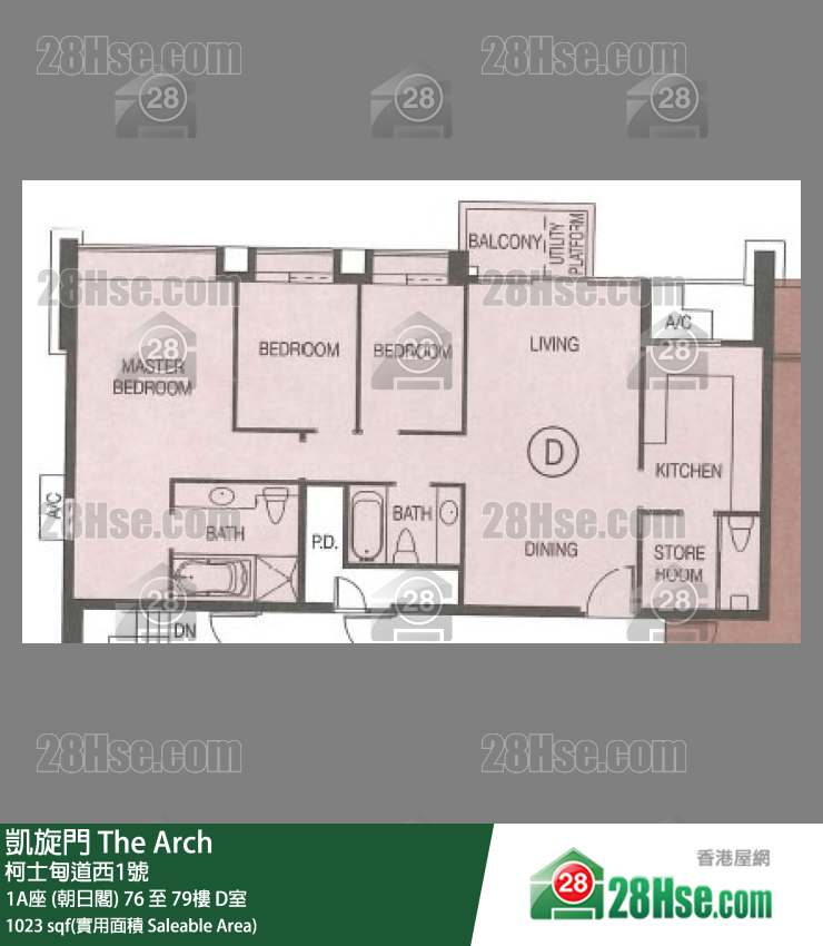 凯旋门 1A座 (朝日阁)78楼 D室 平面图