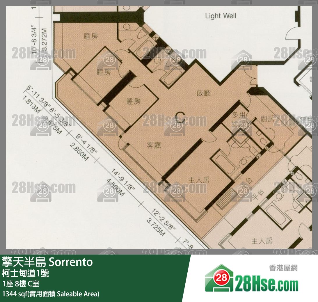 擎天半島 1座8樓 C室 平面圖