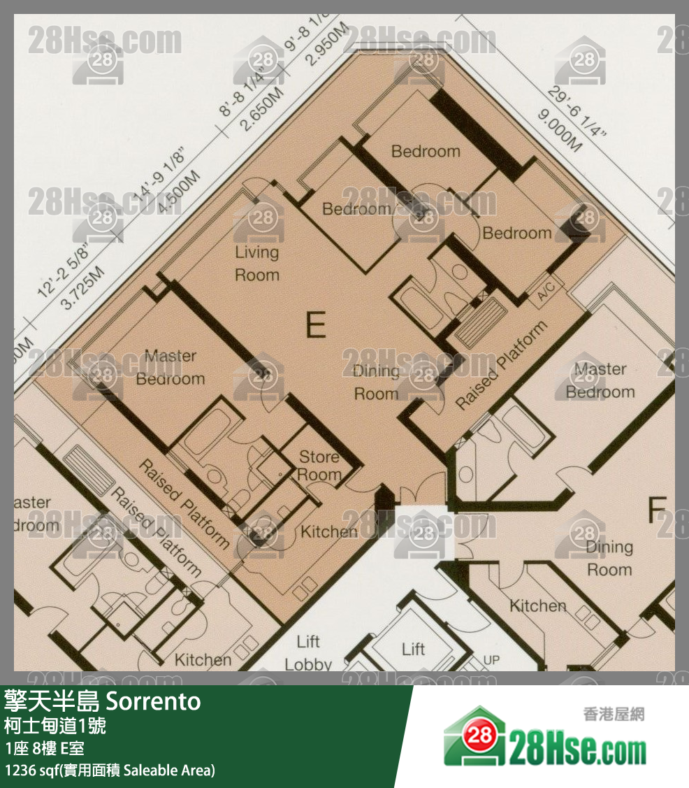擎天半島 1座8樓 E室 平面圖