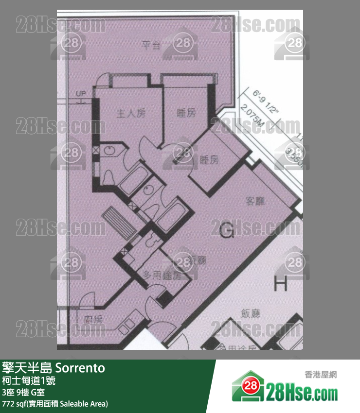 擎天半島 3座9樓 G室 平面圖