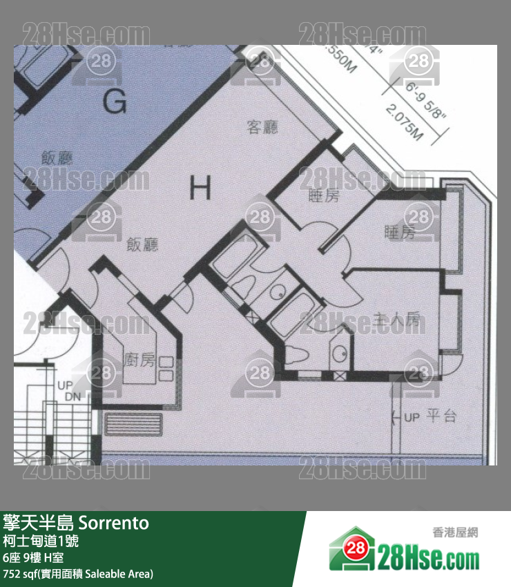 擎天半島 6座9樓 H室 平面圖