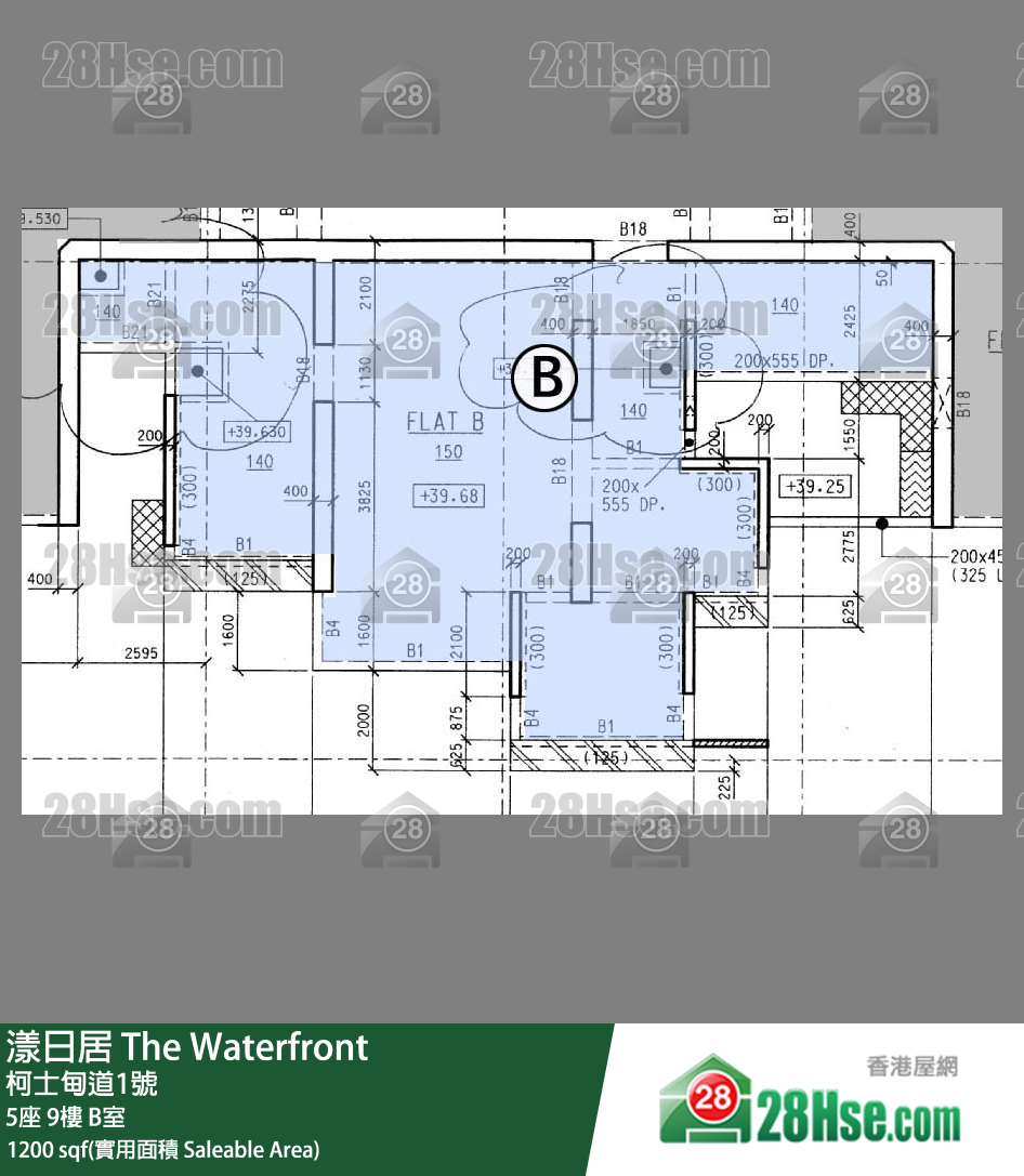 漾日居 5座 9樓 B室 平面圖