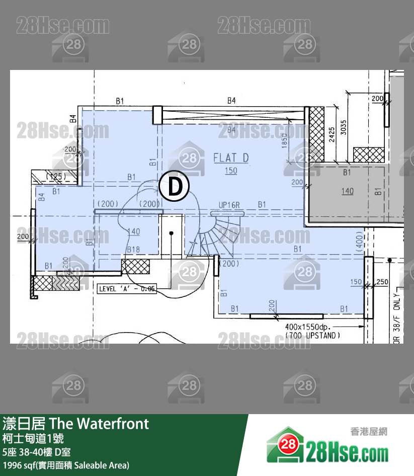 漾日居 5座38樓 D室 平面圖
