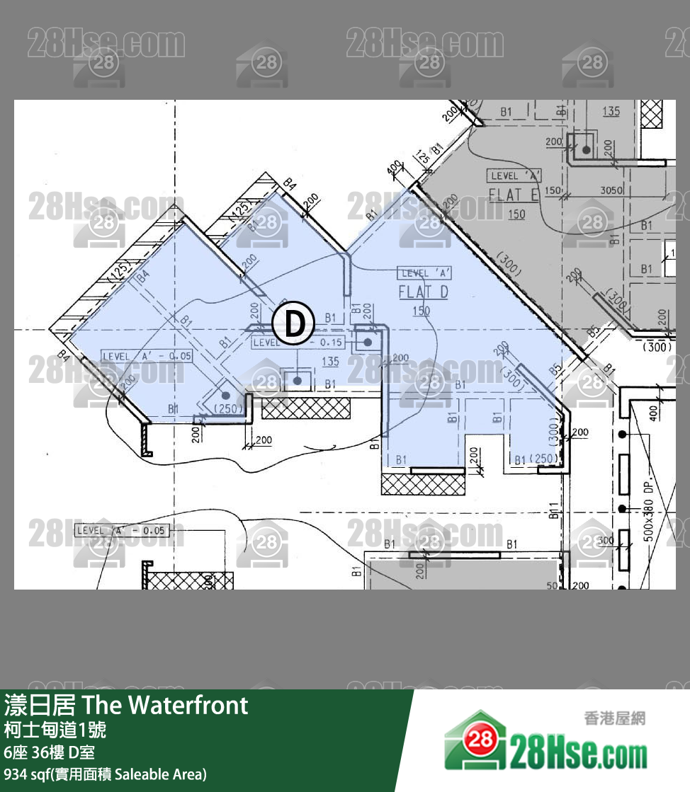 漾日居 6座 36樓 D室 平面圖