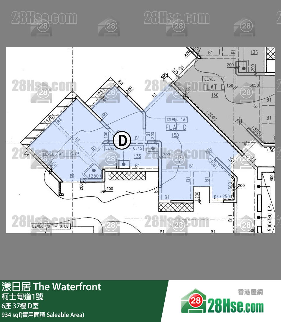 漾日居 6座37楼 D室 平面图