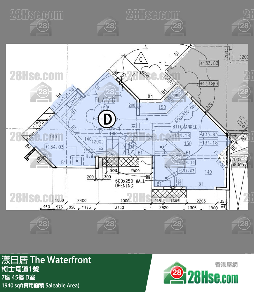 漾日居 7座45楼 D室 平面图