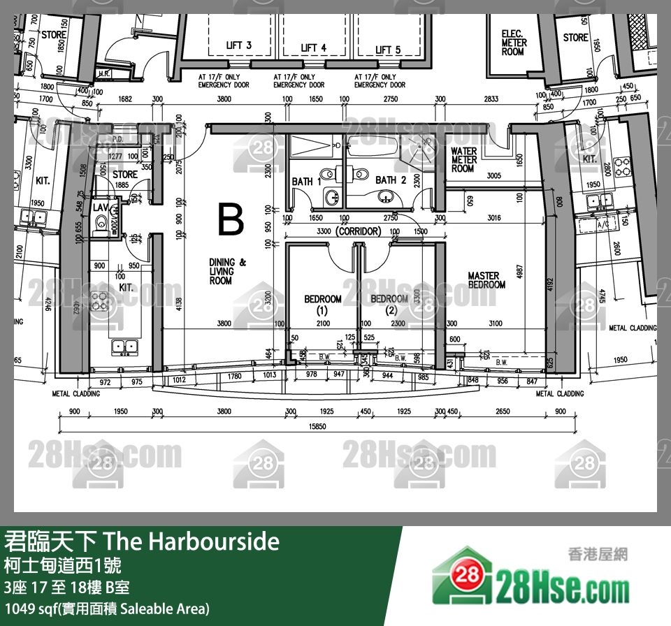 君臨天下 3座18樓 B室 平面圖