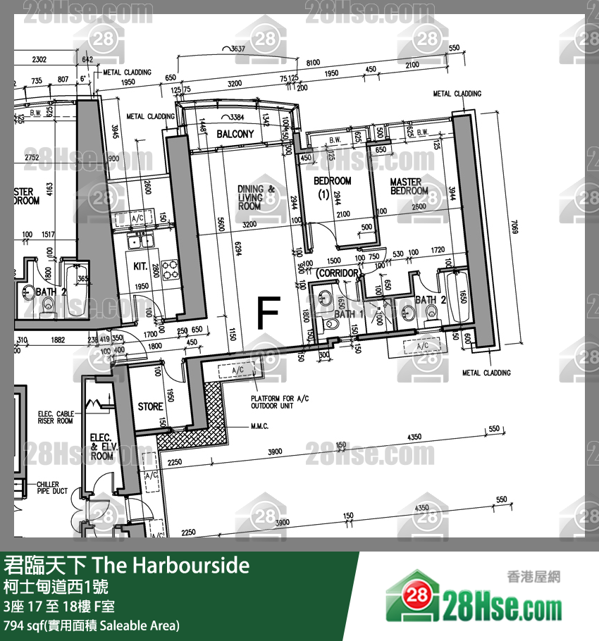 君臨天下 3座18樓 F室 平面圖