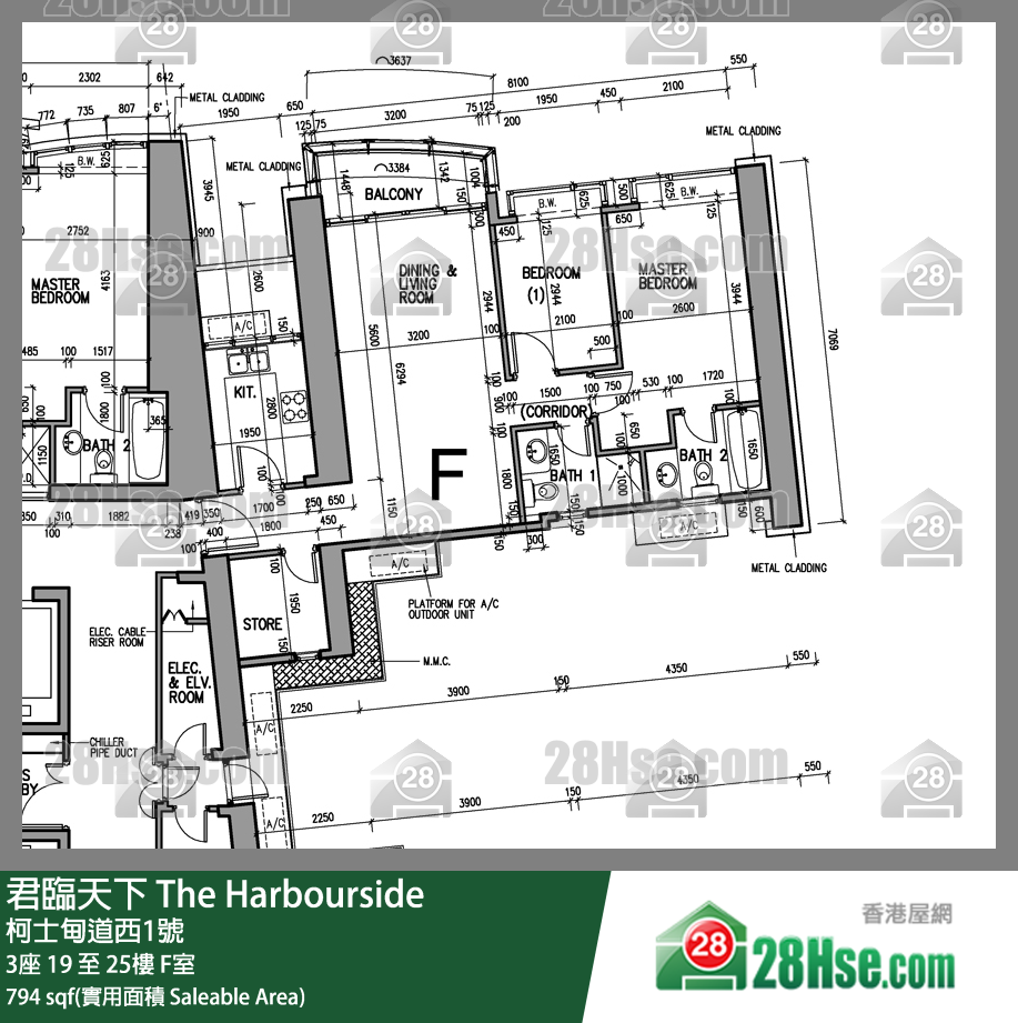 君臨天下 3座 22樓 F室 平面圖