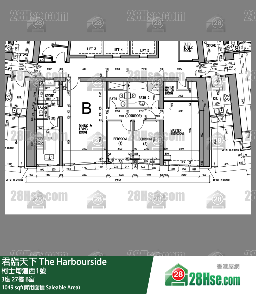 君臨天下 3座 27樓 B室 平面圖