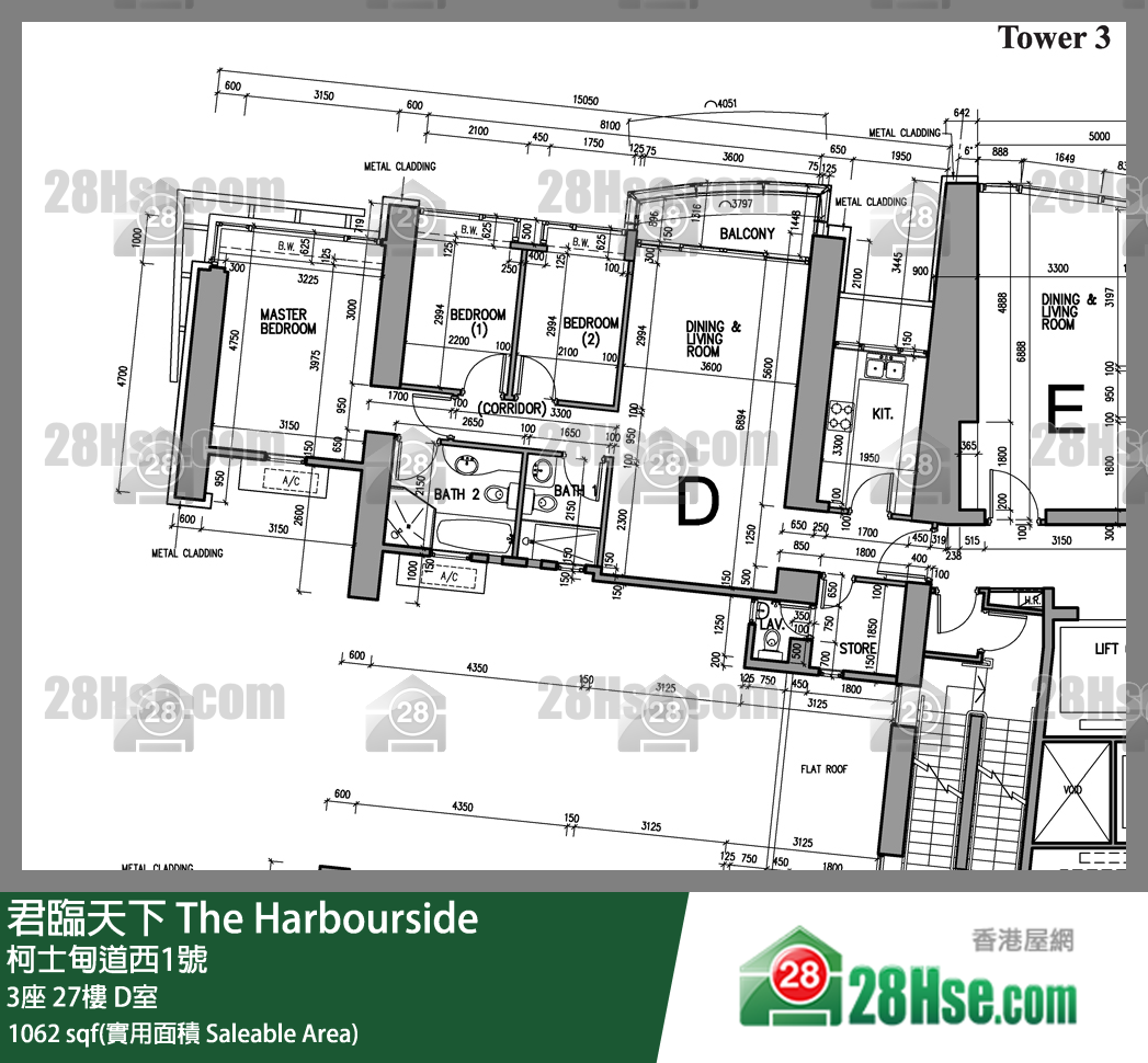 君臨天下 3座27樓 D室 平面圖