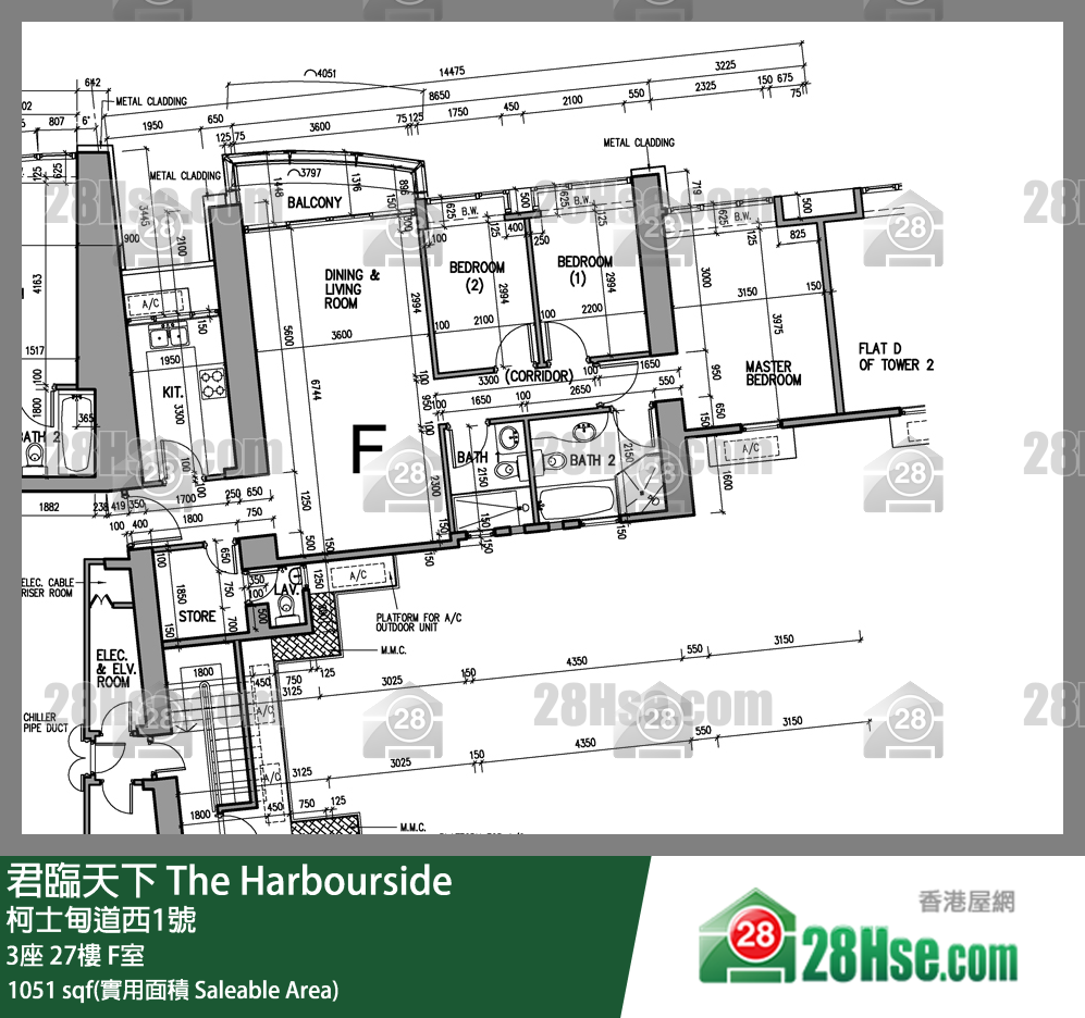 君臨天下 3座27樓 F室 平面圖