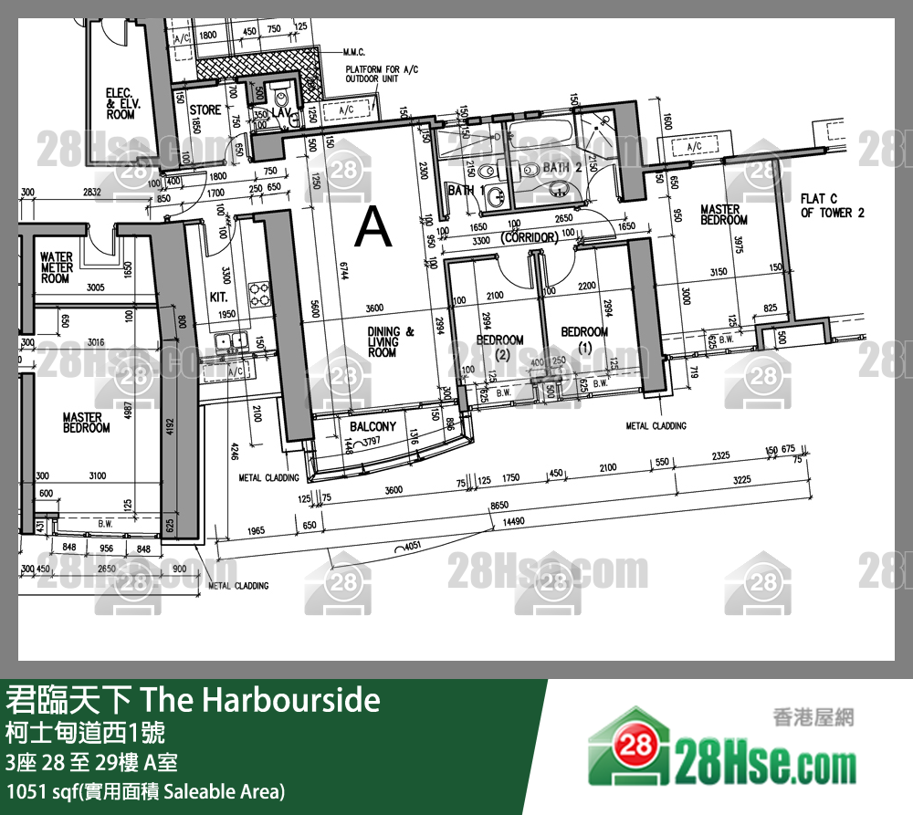 君臨天下 3座28樓 A室 平面圖