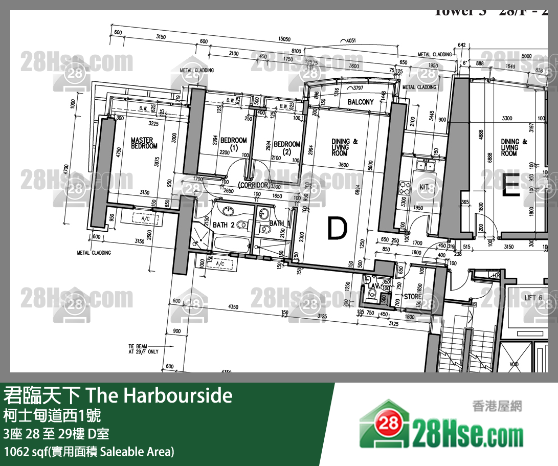 君臨天下 3座29樓 D室 平面圖