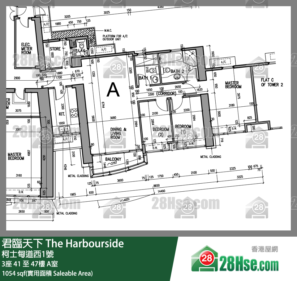 君臨天下 3座 43樓 A室 平面圖