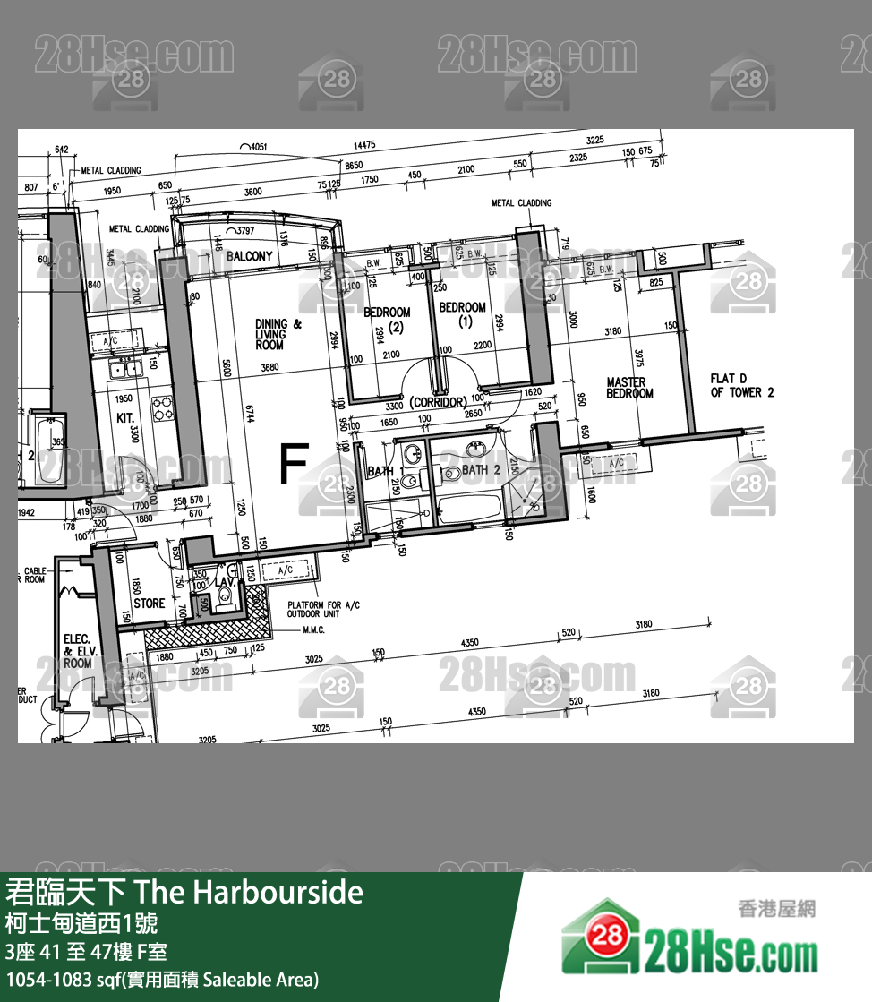 君臨天下 3座46樓 F室 平面圖