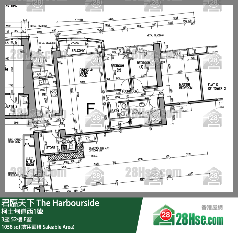 君臨天下 3座52樓 F室 平面圖