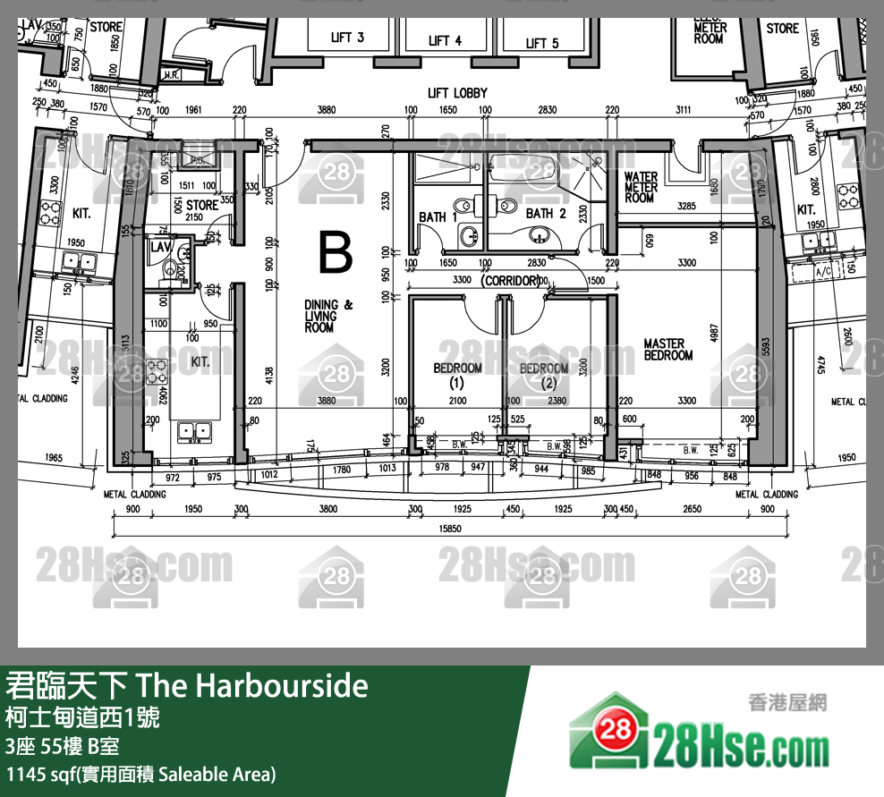 君臨天下 3座 55樓 B室 平面圖