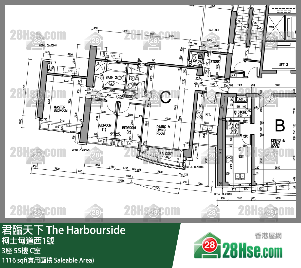 君臨天下 3座55樓 C室 平面圖