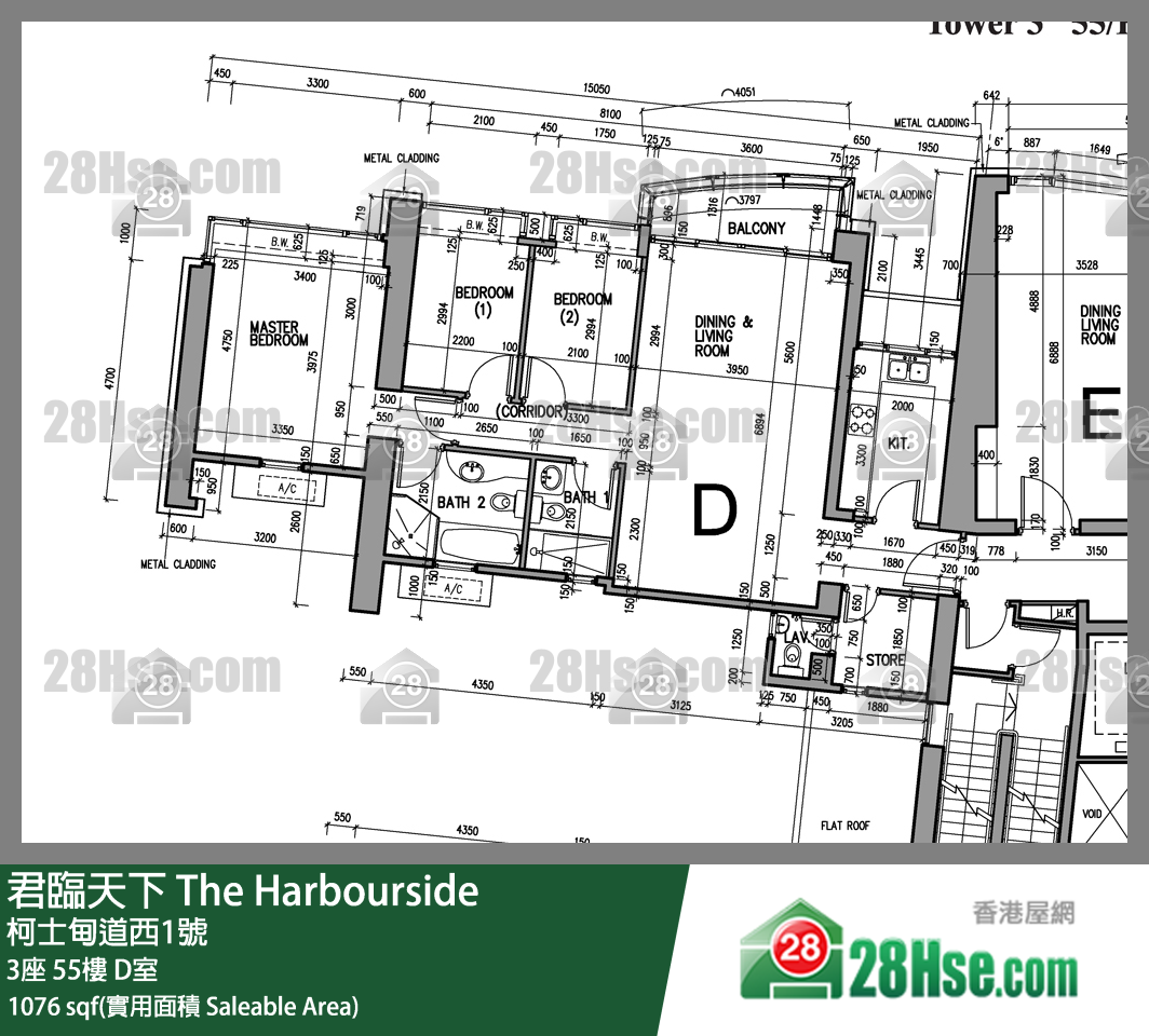 君臨天下 3座 55樓 D室 平面圖