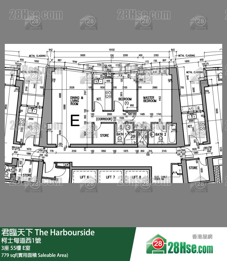 君臨天下 3座55樓 E室 平面圖