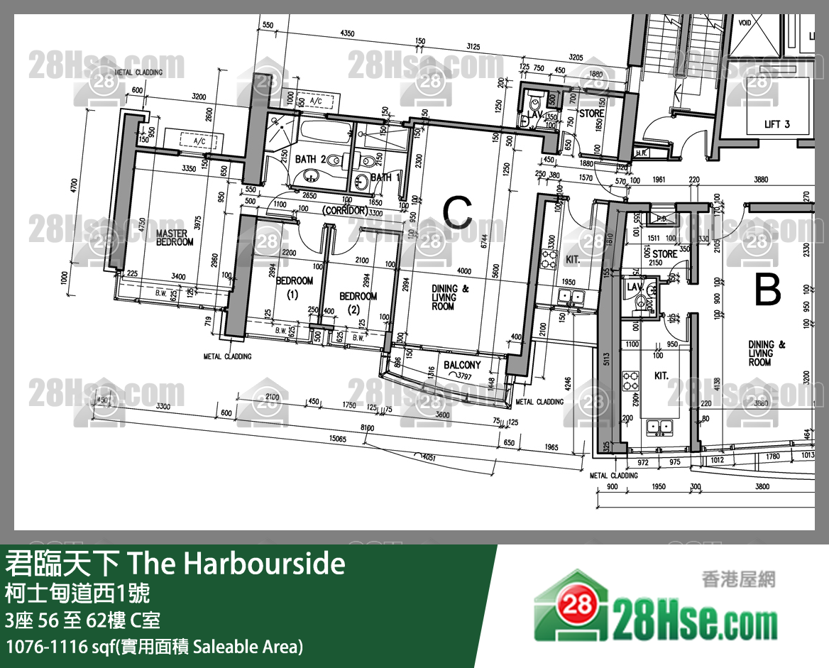 君臨天下 3座56樓 C室 平面圖
