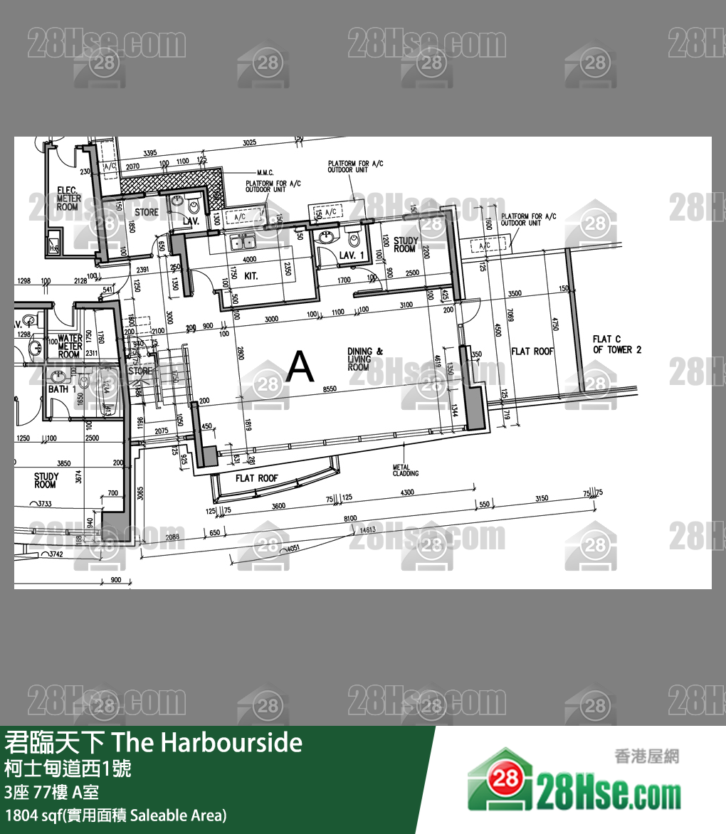 君臨天下 3座77樓 A室 平面圖