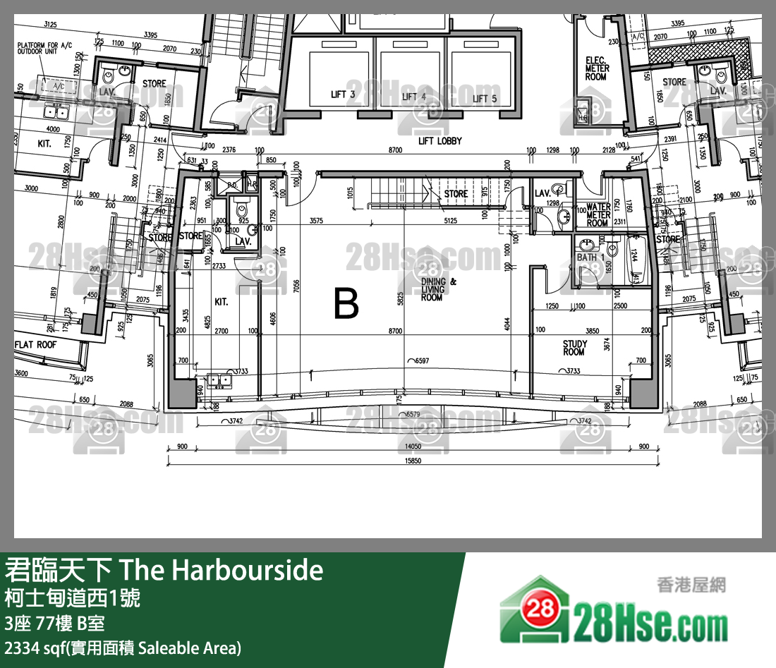 君臨天下 3座77樓 B室 平面圖